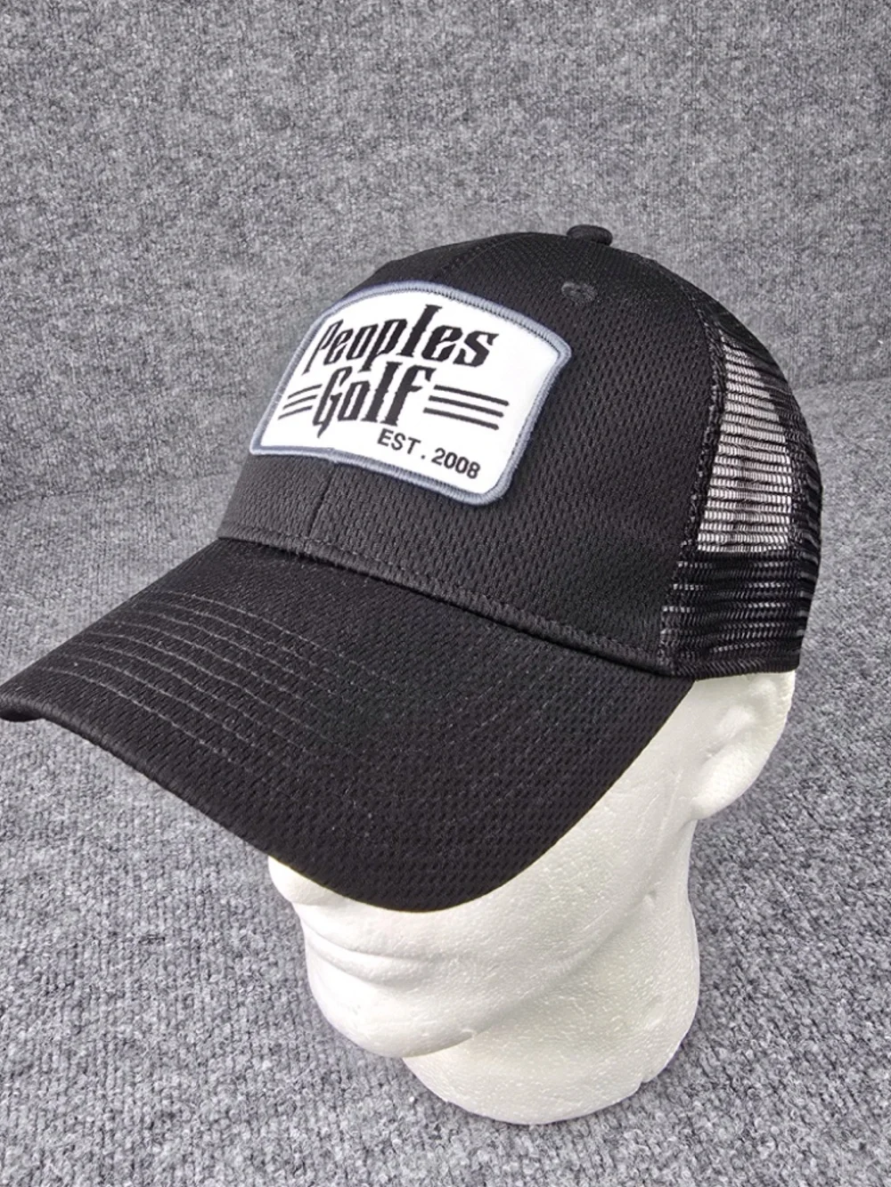Peoples Golf Est. 2008 Black Trucker Mesh Golf Hat Cap Snapback